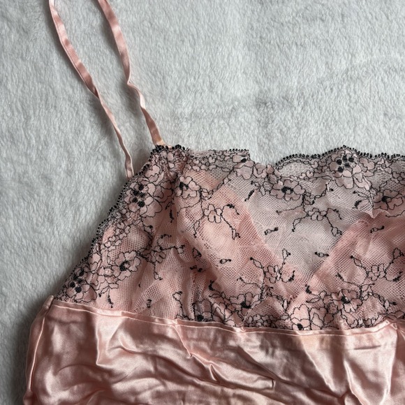 VTG Y2K August Silk Intimates Pink Sheer Camisole Top Grunge Women's Large - Picture 2 of 8